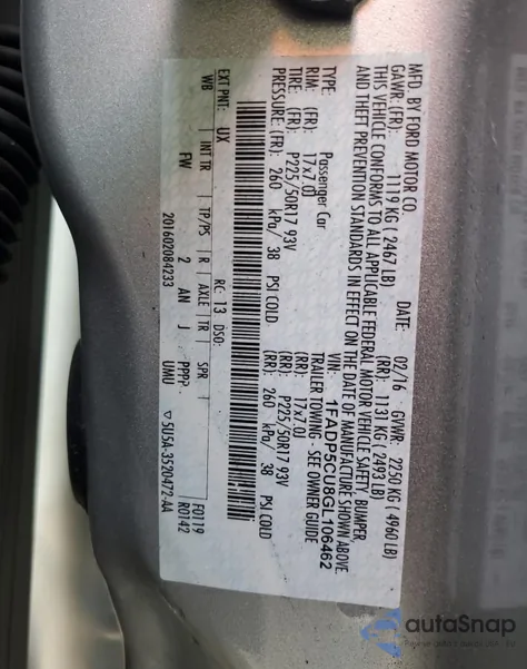 2016 Ford C-Max Premium Sel from USA, damaged, VIN 1FADP5CU8GL106462